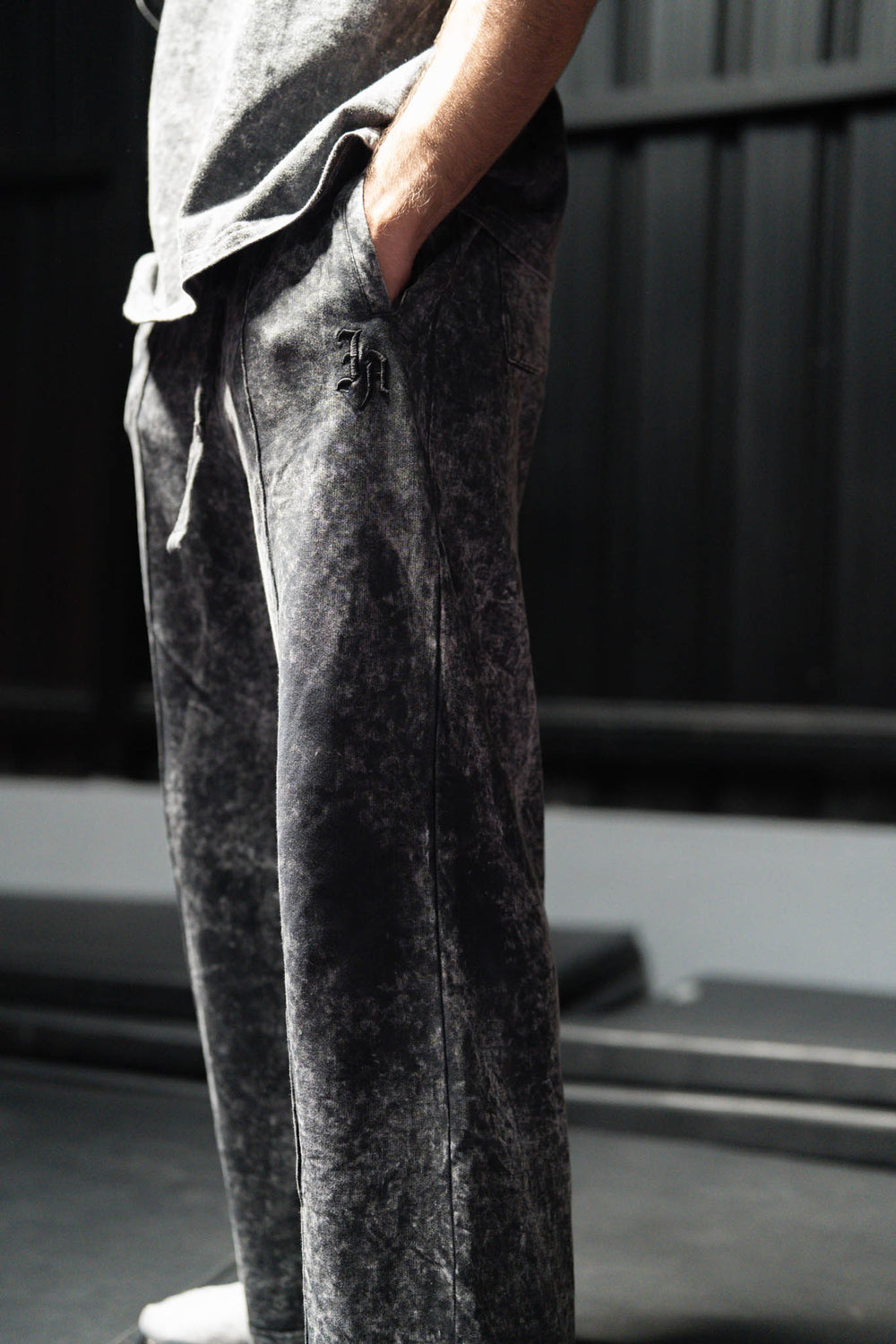 WASHED SPLIT HEM PANTS - GREY WASHED-Invicoros
