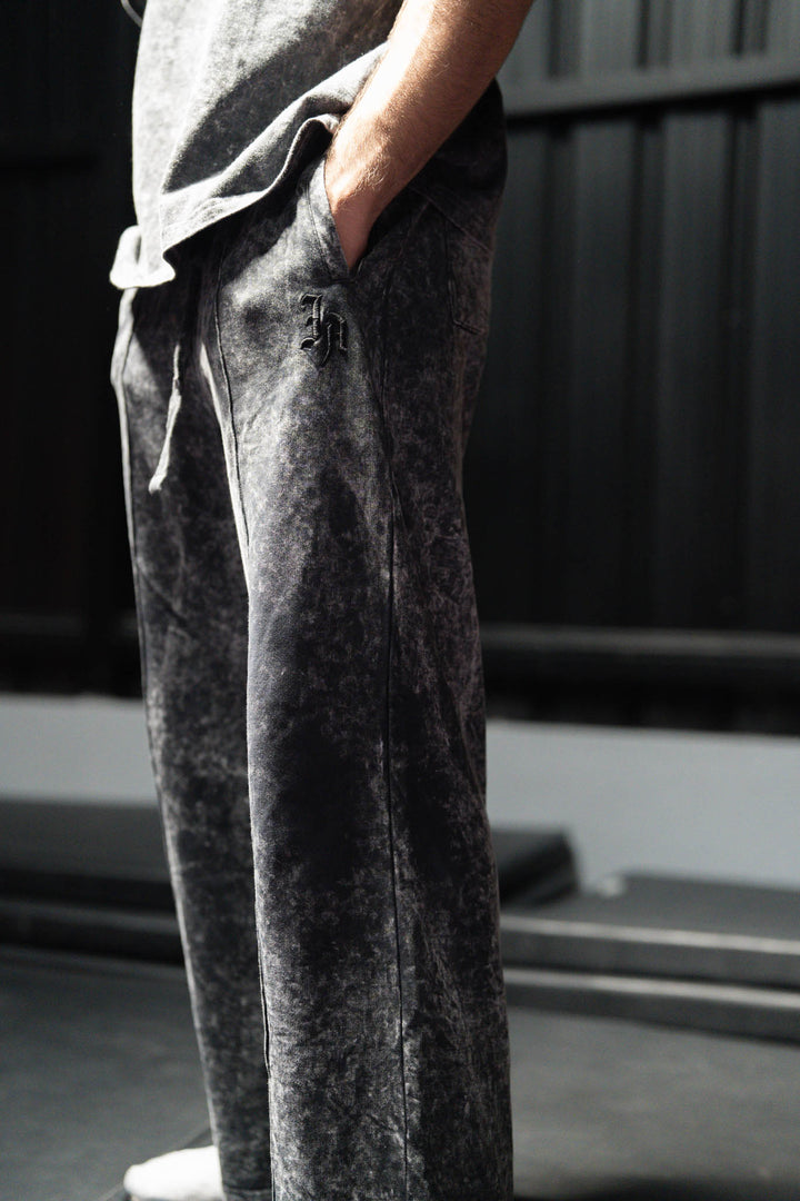 WASHED SPLIT HEM PANTS - GREY WASHED-Invicoros